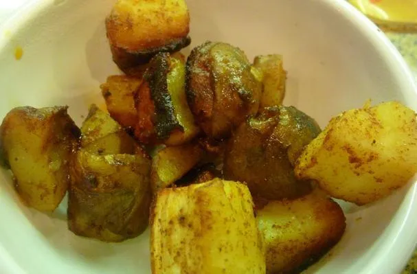 Жареные в чили топинамбуры и пастернак